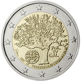 Example of a €2 commemorative side Example of a €2 commemorative side