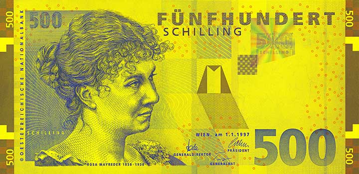 500 schilling banknote frontside 500 schilling banknote frontside