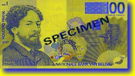 100 Belgian franc banknote frontside 100 Belgian franc banknote frontside
