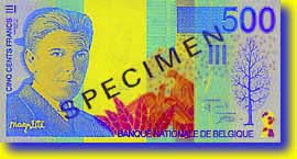 500 Belgian franc banknote frontside 500 Belgian franc banknote frontside