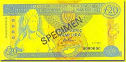 20 Cyprus pound banknote frontside 20 Cyprus pound banknote frontside
