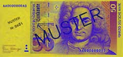 50 Deutsche Mark banknote frontside 50 Deutsche Mark banknote frontside