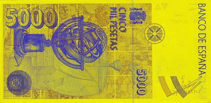 Banconota da 5000 pesetas (verso)