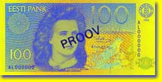 100 kroon banknote frontside 100 kroon banknote frontside