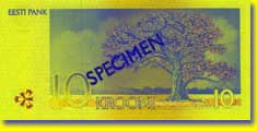 10 kroon banknote backside 10 kroon banknote backside