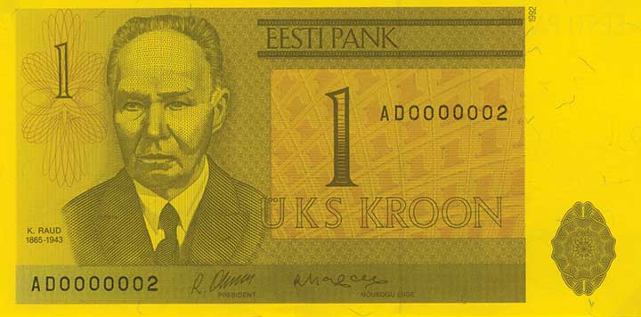 1 kroon banknote frontside 1 kroon banknote frontside