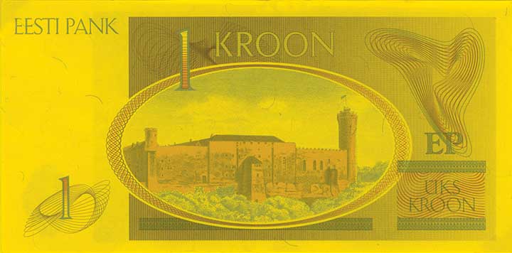 1 kroon banknote backside 1 kroon banknote backside