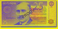 25 kroon banknote frontside 25 kroon banknote frontside