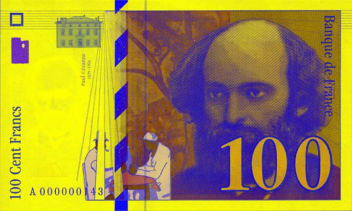 100 French franc banknote frontside 100 French franc banknote frontside