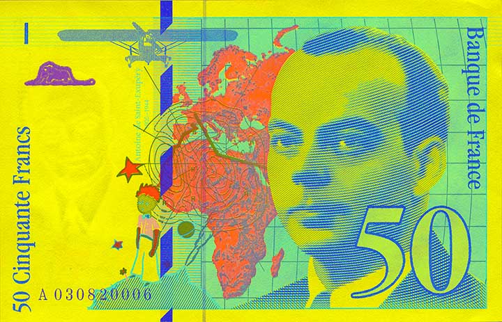 50 French franc banknote frontside 50 French franc banknote frontside
