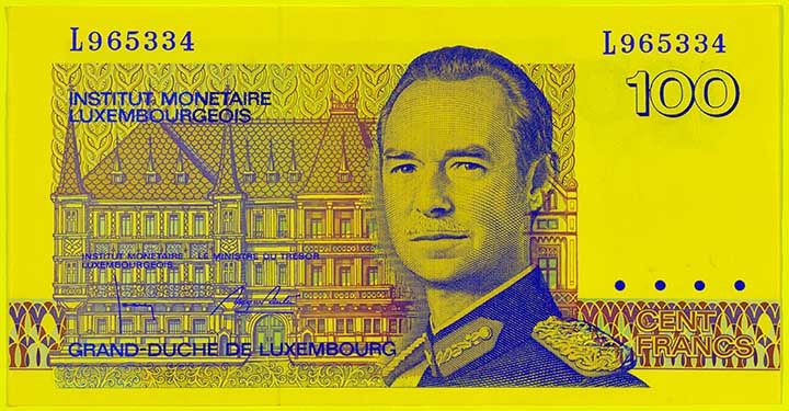 100 Luxembourg franc banknote backside 100 Luxembourg franc banknote backside