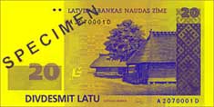 20 lats banknote frontside 20 lats banknote frontside