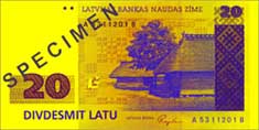 20 lats banknote frontside 20 lats banknote frontside