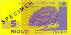 5 lats banknote frontside 5 lats banknote frontside