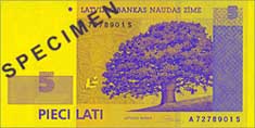 5 lats banknote frontside 5 lats banknote frontside