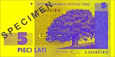 5 lats banknote frontside 5 lats banknote frontside