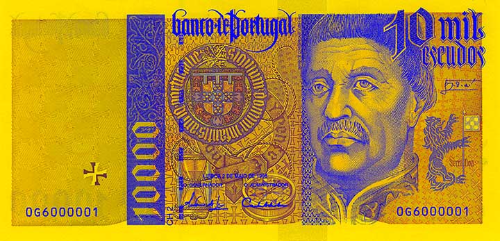 10,000 escudo banknote frontside 10,000 escudo banknote frontside