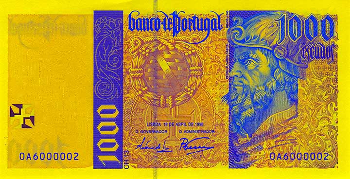 1,000 escudo banknote frontside 1,000 escudo banknote frontside