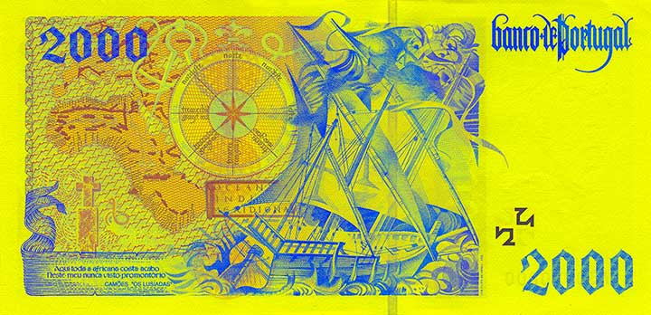 2,000 escudo banknote backside 2,000 escudo banknote backside