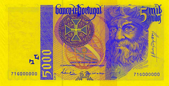 5,000 escudo banknote frontside 5,000 escudo banknote frontside