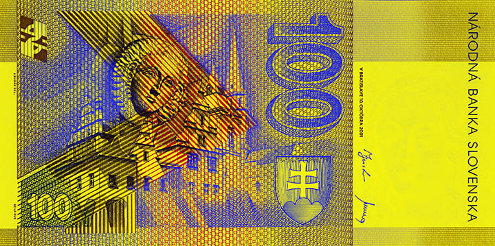 100 Slovak koruna banknote backside 100 Slovak koruna banknote backside