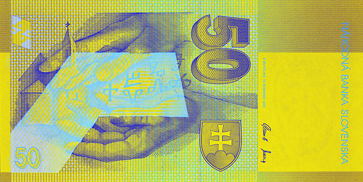 50 Slovak koruna banknote backside 50 Slovak koruna banknote backside